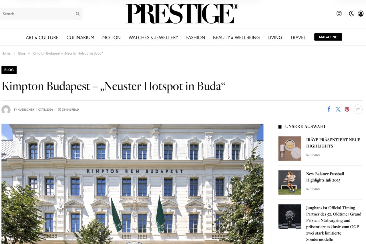 prestigemagazin.com Kimpton BEM Budapest by IHG